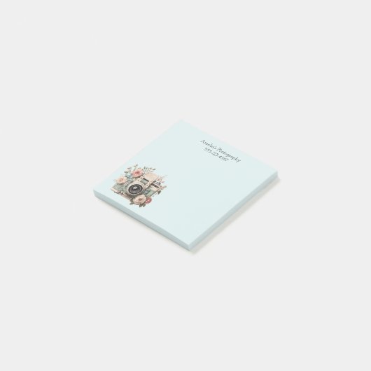 Camera met bloemen Retro Pastel Afbeelding Post-it® Notes (Schuin)