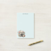 Camera met bloemen Retro Pastel Afbeelding Post-it® Notes (Op bureau)