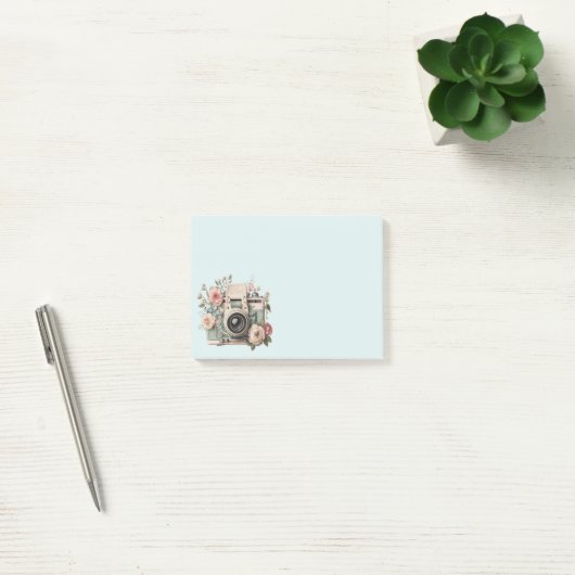 Camera met bloemen Retro Pastel Afbeelding Post-it® Notes (Kantoor)