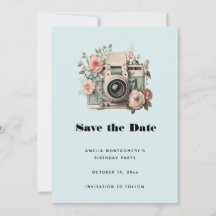Camera met bloemen Retro Pastel Afbeelding