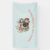 Camera met bloemen Retro Pastel Afbeelding Verjaar Spandoek (Verticaal)