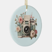 Camera met Bloemen Retro Pastel Keramisch Ornament (Rechts)