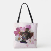 camera met bloemen tote bag (Achterkant)