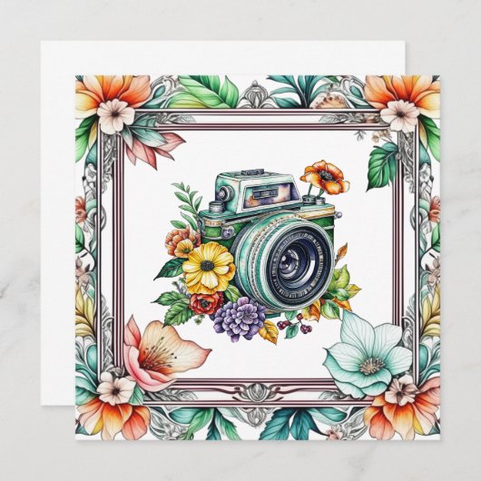  Camera met  Bloemen Waterverf (Voorkant / Achterkant)