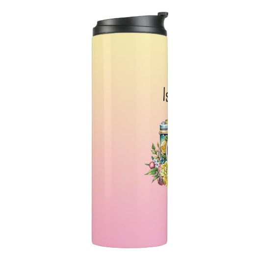  Camera met  Bloemen Waterverf Thermosbeker (Gedraaid links)