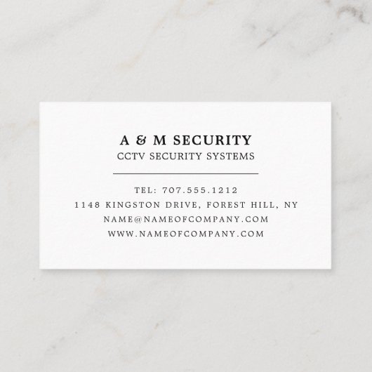 Camera met CCTV-montage, beveiligingscamera Visitekaartje (Achterkant)