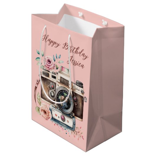  camera met foto medium cadeauzakje (Achterkant Gekanteld)