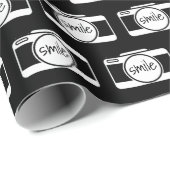 Camera met glimlach-tekst cadeaupapier (Rol Hoek)