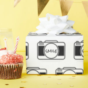 Camera met glimlach-tekst cadeaupapier