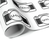 Camera met glimlach-tekst cadeaupapier (Rol Hoek)