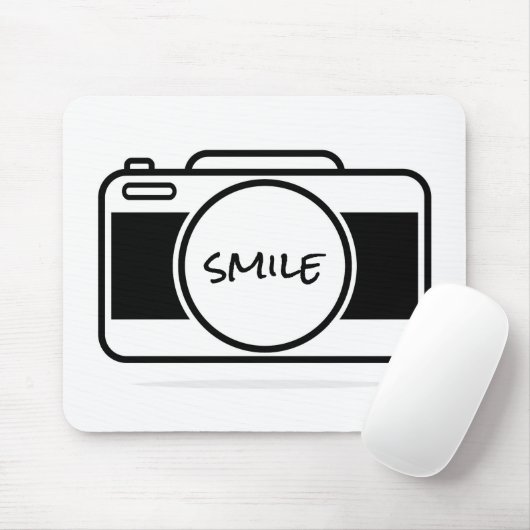Camera met glimlach-tekst muismat (Met muis)