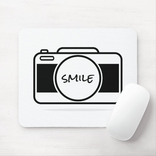 Camera met glimlach-tekst muismat (Met muis)