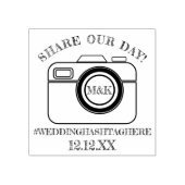 Camera Monogram Deel onze Dag Bruiloft Rubber Stam Rubberstempel (Afrduk)