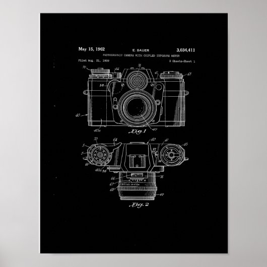Camera Octrooi Kunstposter | Vintage Camerakunst Poster (Voorkant)