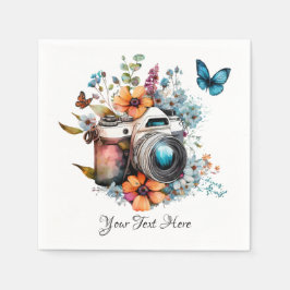 Camera op een boeket met een vlinder servet