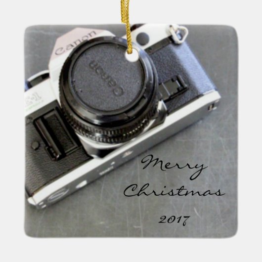  camera op het kerstbord keramisch ornament (Voorkant)
