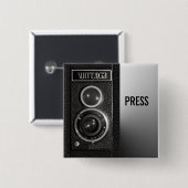 camera op media en persbadge vierkante button 5,1 cm (Voorkant /achterkant)