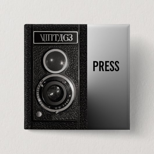 camera op media en persbadge vierkante button 5,1 cm (Voorkant)