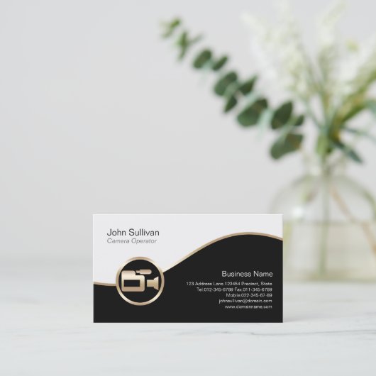 Camera Operator Visitekaartje Gold Camera Icon (Staand voorkant)