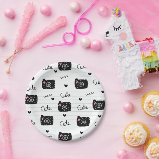 Camera pattern papieren bordje (Feest)