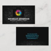 Camera-pictogram | Geometrische achtergrond Visite Visitekaartje (Voorkant / Achterkant)