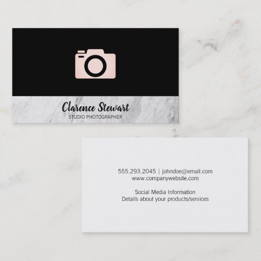 Camera-pictogram | Marmer Trim Visitekaartje (Voorkant / Achterkant)