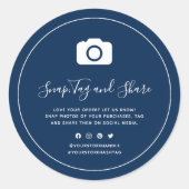 Camera Pictogram Witte Rand Foto Delen Aangepaste Ronde Sticker (Voorkant)