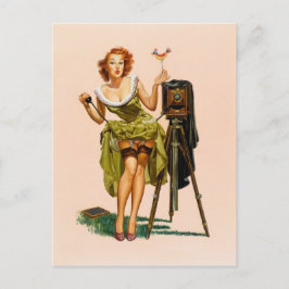 camera Pinup-meisje Briefkaart