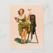camera Pinup-meisje Briefkaart (Voorkant)