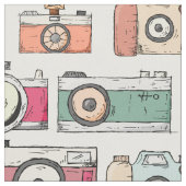 Camera Print Hand Drawn Pattern Colorful Novelty Stof (Close Up)