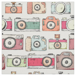 Camera Print Hand Drawn Pattern Colorful Novelty Stof