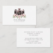  camera Roze grijze Florals Fotograaf Visitekaartje (Voorkant / Achterkant)