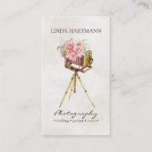  Camera & Rozen Waterverf Fotografie Visitekaartje (Voorkant)