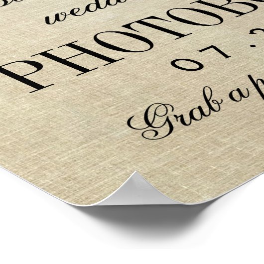 camera Rustic Wedding Photobooth Sign Poster (Hoek)