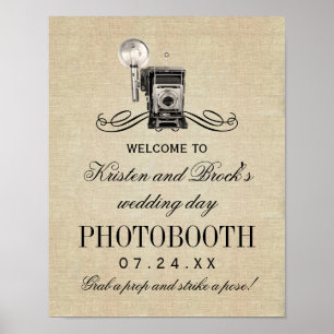 camera Rustic Wedding Photobooth Sign Poster