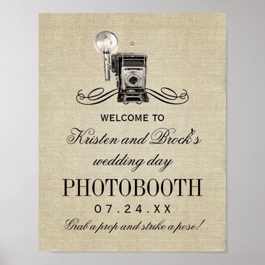  camera Rustic Wedding Photobooth Sign Poster (Voorkant)