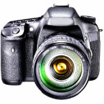 Camera sculptuur, uitgesneden staand fotobeeldje<br><div class="desc">Fotosculpturen brengen je herinneringen tot leven op een bureau bij de kantoor of in de woonkamer. Gemaakt van acryl met zwarte standaard.</div>