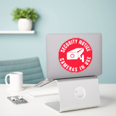 Camera Security Waarschuwing videobewakingsbericht Sticker (Laptop op bureau)