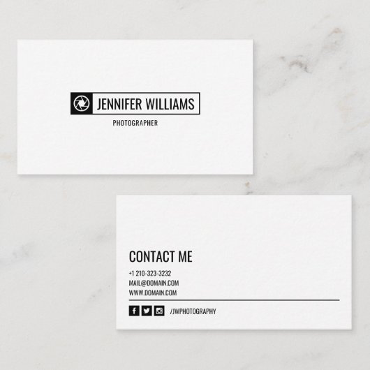 Camera Shutter Logo Minimalist Fotograaf Visitekaartje (Voorkant / Achterkant)