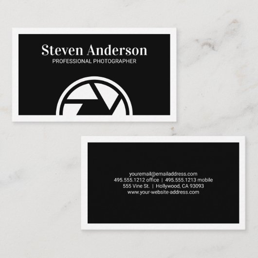 Camera Shutter-pictogram Visitekaartje (Voorkant / Achterkant)