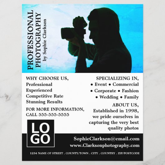 Camera Silhouette, Fotografie, Fotografe Hire Flyer (Voorkant)