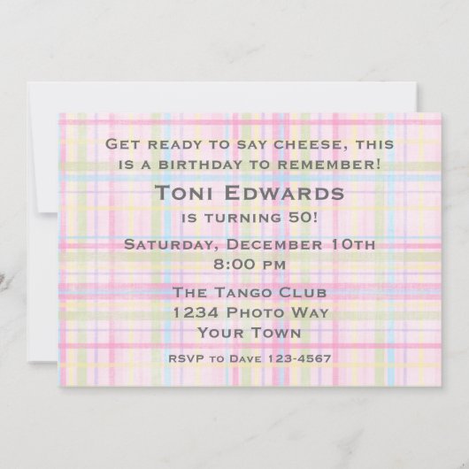 Camera Smile Birthday Uitnodiging (Achterkant)