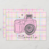 Camera Smile Birthday Uitnodiging (Voorkant / Achterkant)