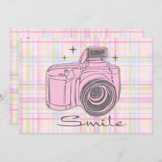 Camera Smile Birthday Uitnodiging (Voorkant / Achterkant)
