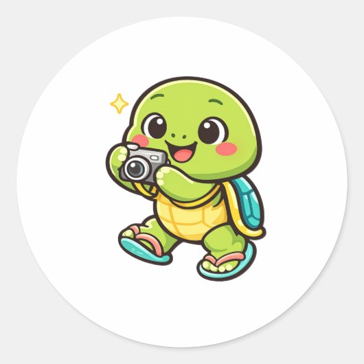 Camera Toerist Ronde Sticker (Voorkant)