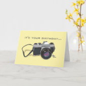 Camera Verjaardag Kaart (Gele Bloem)