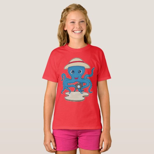 camera voor octopusfotografen t-shirt (Voorkant volledig)