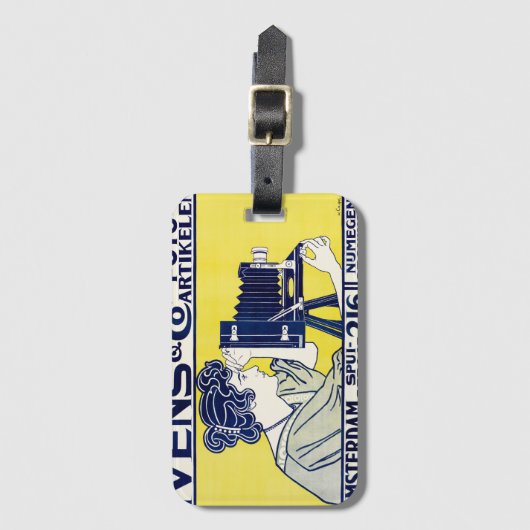 Camera Vrouw, Fotograaf, Van Caspel Bagagelabel (Voorkant (verticaal))