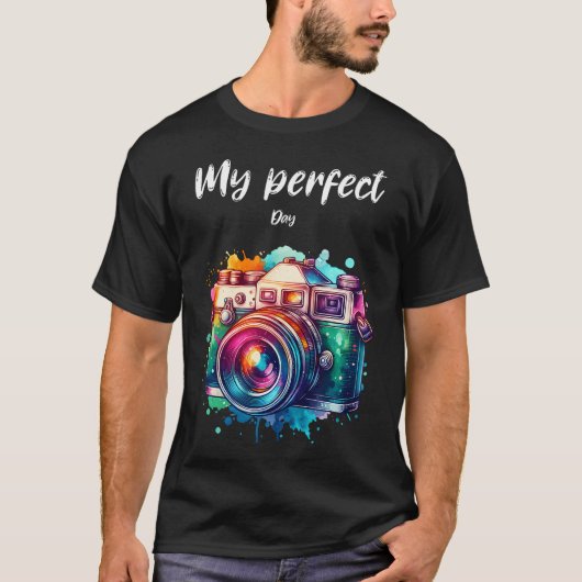 Camera Watercolour Photographer Gifts For Birthday T-shirt (Voorkant)