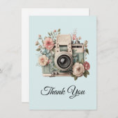 Camera with Flowers Retro Pastel Image Bedankkaart (Voorkant / Achterkant)